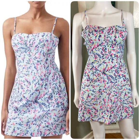 French Connection Flores Back Cut Out Pastel Floral Mini Dress small S - Picture 1 of 11